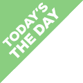 Green PNG triangle with Today's The Day words in the triangle