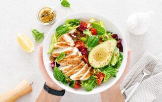 Healthy salad in large bowl