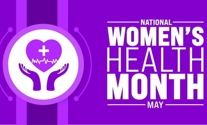 A Purple Graphic That Reads: &Quot;National Women’s Health Month. May.&Quot;