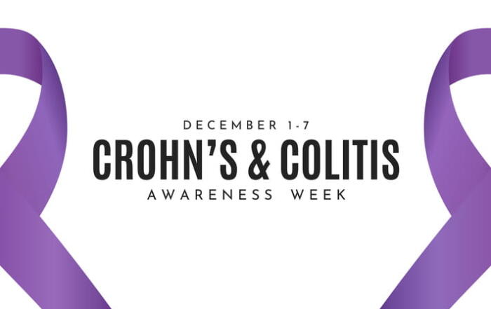 Blog 2 Two Purple Ribbons Next To Text That Reads: December 1 - 7. Crohn'S And Colitis Awareness Week.