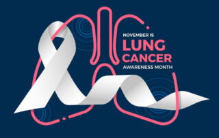 A Graphic Of A Ribbon And Lungs That Reads: November Is Lung Cancer Awareness Month.